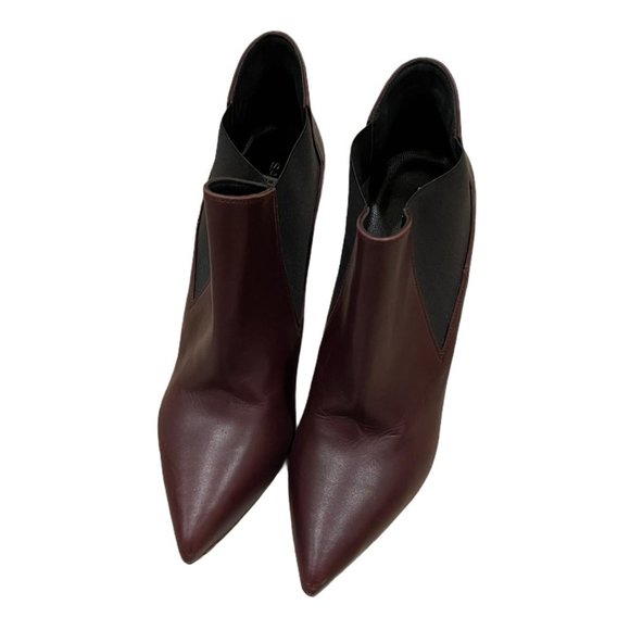 Saint Laurent Paris LEATHER ANKLE BOOTS - BURGUNDY size 39 fit US size 8/8.5 - Picture 4 of 4